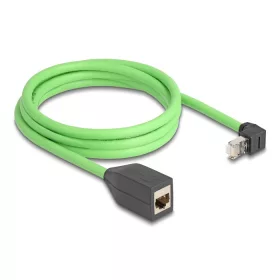   Delock RJ45 hálózat bővítő kábel Cat.6A apa felfelé néző csatlakozódugóval - anya SF/UTP alkalmas kábelvezető láncokhoz PUR (TPU) 2 m zöld (DL-80884)