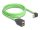 Delock RJ45 hálózat bővítő kábel Cat.6A apa felfelé néző csatlakozódugóval - anya SF/UTP alkalmas kábelvezető láncokhoz PUR (TPU) 2 m zöld (DL-80884)