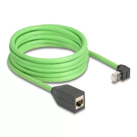   Delock RJ45 hálózat bővítő kábel Cat.6A apa felfelé néző csatlakozódugóval - anya SF/UTP alkalmas kábelvezető láncokhoz PUR (TPU) 5 m zöld (DL-80885)