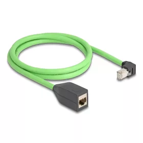   Delock RJ45 hálózat bővítő kábel Cat.6A apa lefelé néző csatlakozódugóval - anya SF/UTP alkalmas kábelvezető láncokhoz PUR (TPU) 1 m zöld (DL-80886)