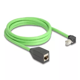   Delock RJ45 hálózat bővítő kábel Cat.6A apa lefelé néző csatlakozódugóval - anya SF/UTP alkalmas kábelvezető láncokhoz PUR (TPU) 2 m zöld (DL-80887)