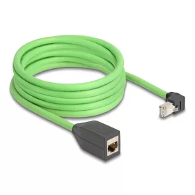   Delock RJ45 hálózat bővítő kábel Cat.6A apa lefelé néző csatlakozódugóval - anya SF/UTP alkalmas kábelvezető láncokhoz PUR (TPU) 5 m zöld (DL-80888)