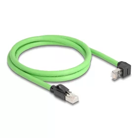   Delock RJ45 hálózati kábel Cat.6A apa - apa felfelé néző csatlakozódugóval SF/UTP alkalmas kábelvezető láncokhoz PUR (TPU) 1 m zöld (DL-80892)