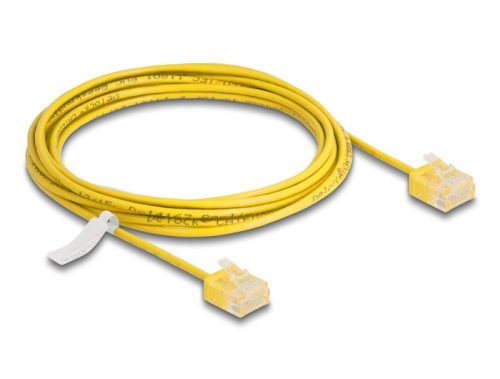 Delock RJ45 hálózati kábel Cat.6 UTP ultravékony 3 m sárga rövid csatlakoztatókkal