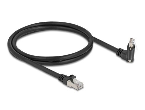 Delock GigE kamera kábel RJ45 apa 45 -ban elcsavart és 90 -ban hajlított szögekkel - RJ45 apa Cat.6 S/FTP 1 m fekete