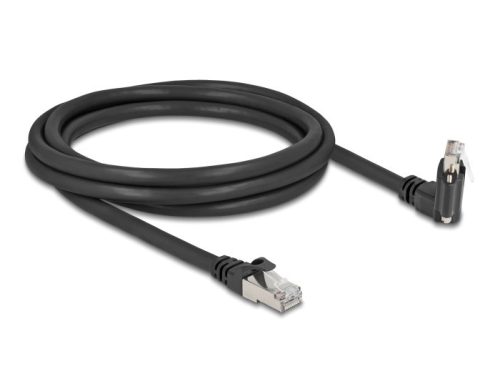 Delock GigE kamera kábel RJ45 apa 45 -ban elcsavart és 90 -ban hajlított szögekkel - RJ45 apa Cat.6 S/FTP 2 m fekete