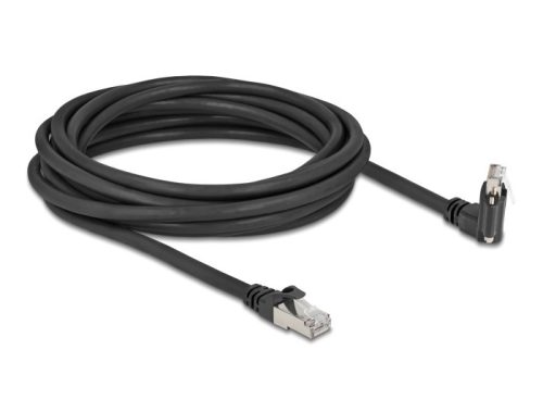 Delock GigE kamera kábel RJ45 apa 45 -ban elcsavart és 90 -ban hajlított szögekkel - RJ45 apa Cat.6 S/FTP 5 m fekete