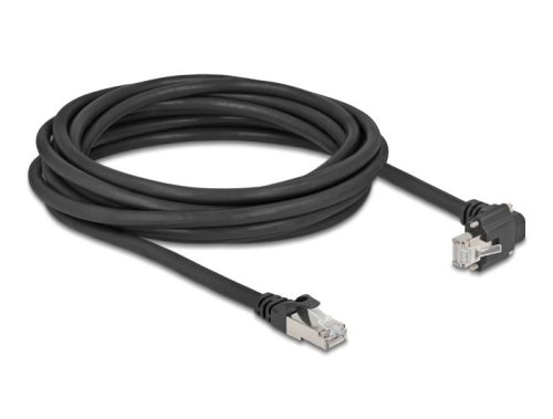 Delock GigE kamera kábel RJ45 apa 90 -ban hajlított csavarokkal - RJ45 apa Cat.6 S/FTP 5 m fekete