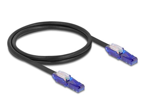 Delock RJ45 hálózati kábel Cat.6 UTP 180 -os hajlítással apák fekete színű 1 m