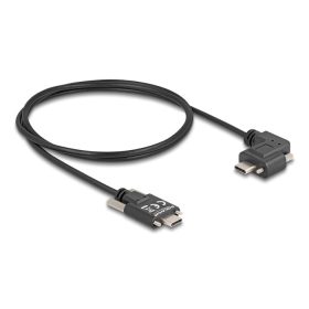   Delock USB 2.0 kábel USB Type-C  apa csatlakozó csavarokkal - USB Type-C  apa csatlakozó csavarokkal ívelt bal / jobb PD 3.0 60 W 1 m (DL-80956)