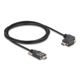   Delock USB 2.0 kábel USB Type-C  apa csatlakozó csavarokkal - USB Type-C  apa csatlakozó csavarokkal ívelt bal / jobb PD 3.0 60 W 2 m (DL-80957)