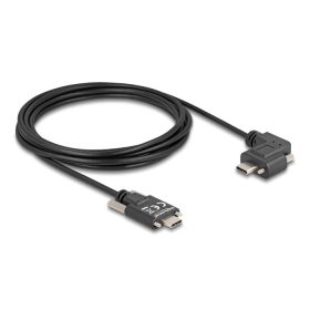   Delock USB 2.0 kábel USB Type-C  apa csatlakozó csavarokkal - USB Type-C  apa csatlakozó csavarokkal ívelt bal / jobb PD 3.0 60 W 3 m (DL-80958)
