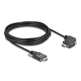   Delock USB 2.0 kábel USB Type-C  apa csatlakozó csavarokkal - USB Type-C  apa csatlakozó csavarokkal ívelt bal / jobb PD 3.0 60 W 5 m (DL-80959)