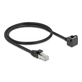   Delock Hálózat bővítő kábel RJ45 apa - RJ45 anya 90 -ban hajlított, Cat.6 F/UTP, 0,5 m, fekete (DL-81041)