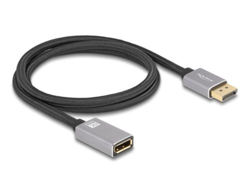 Delock DisplayPort bővítőkábel 8K 60 Hz 1 m szürke fém retesz nélküli