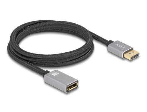 Delock DisplayPort bővítőkábel 8K 60 Hz 2 m szürke fém retesz nélküli