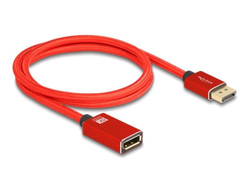 Delock DisplayPort bővítőkábel 8K 60 Hz 1 m piros fém retesz nélküli
