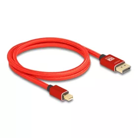   Delock Mini DisplayPort - DisplayPort-kábel 8K 60 Hz 1 m piros fém retesz nélküli (DL-81094)