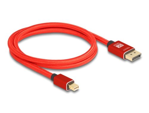 Delock Mini DisplayPort - DisplayPort-kábel 8K 60 Hz 1 m piros fém retesz nélküli