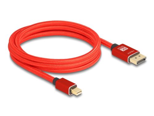 Delock Mini DisplayPort - DisplayPort-kábel 8K 60 Hz 2 m piros fém retesz nélküli