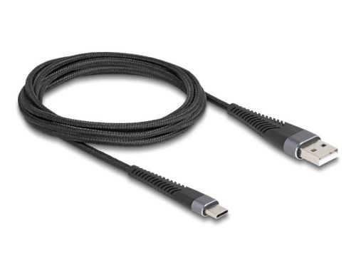 Delock USB 2.0 kábel A-típusú USB apa - USB Type-C  apa meghosszabbított hajlítás védelemmel 2 m