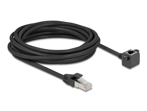 Delock Hálózat bővítő kábel RJ45 apa - RJ45 anya 90 -ban hajlított, Cat.6 F/UTP, 5 m, fekete