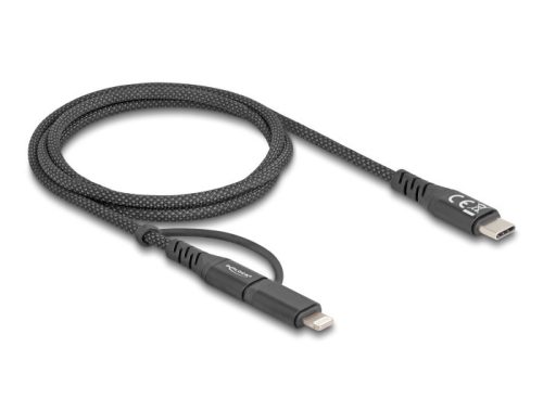 Delock 2 az 1-ben USB kábel USB Type-C  - USB Type-C  / Lightning  iPhone  és iPad  eszközökhöz 1 m MFi 60 W