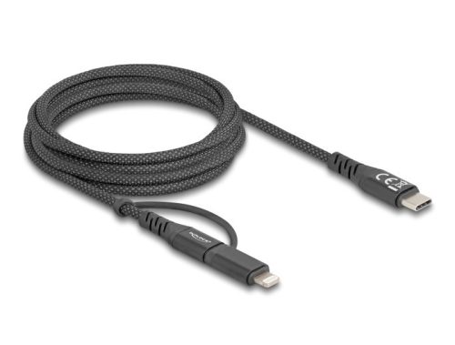Delock 2 az 1-ben USB kábel USB Type-C  - USB Type-C  / Lightning  iPhone  és iPad  eszközökhöz 2 m MFi 60 W