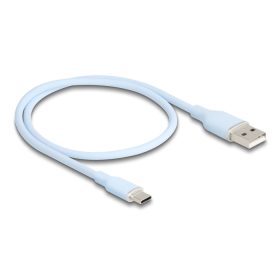   Delock USB 2.0 kábel USB A-típusú dugó - USB Type-C  dugó 0,5 m kék Szilikon (DL-81221)