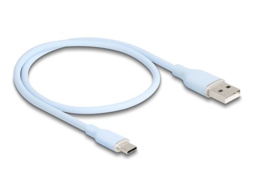 Delock USB 2.0 kábel USB A-típusú dugó - USB Type-C  dugó 0,5 m kék Szilikon