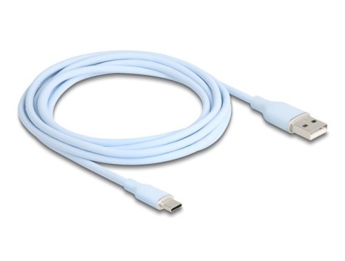 Delock USB 2.0 kábel USB A-típusú dugó - USB Type-C  dugó 2,5 m kék Szilikon