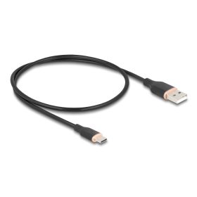   Delock USB 2.0 kábel USB A-típusú dugó - USB Type-C  dugó 0,5 m fekete Szilikon (DL-81225)