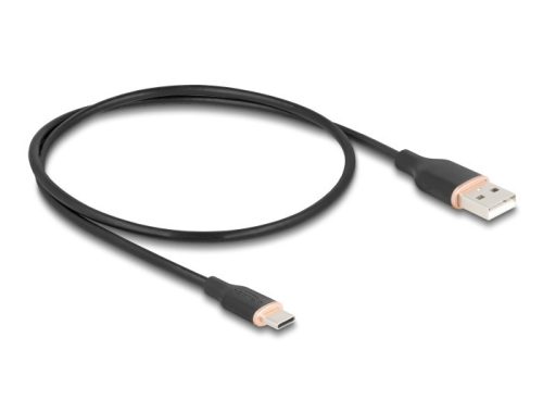 Delock USB 2.0 kábel USB A-típusú dugó - USB Type-C  dugó 0,5 m fekete Szilikon