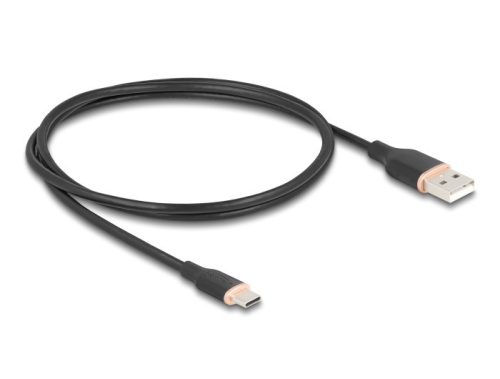Delock USB 2.0 kábel USB A-típusú dugó - USB Type-C  dugó 1 m fekete Szilikon
