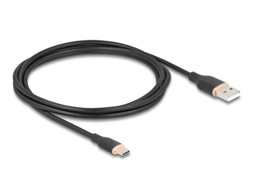 Delock USB 2.0 kábel USB A-típusú dugó - USB Type-C  dugó 2,5 m fekete Szilikon