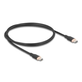   Delock USB 2.0 kábel USB Type-C  dugó - dugó PD 3.0 60 W 1 m fekete Szilikon (DL-81238)