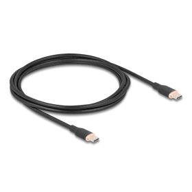   Delock USB 2.0 kábel USB Type-C  dugó - dugó PD 3.0 60 W 2,5 m fekete Szilikon (DL-81239)