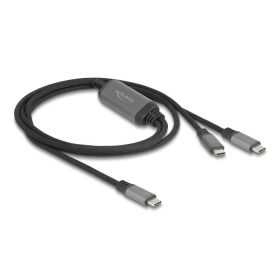   Delock USB-C  Y-kábel 1 x apa - 2 x apa PD 3.0 100 W intelligens tápelosztás 1,2 m (DL-81271)