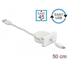   Delock Easy 45 modul USB 2.0 behúzhatós kábel A-típusú USB - Micro-B típusú EASY-USB csatlakozókkal (DL-81319)