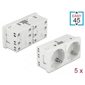   Delock 45 x 45 mm méretű, 2 modulos, bővíthető, 45  elrendezésű Easy 45 földelt hálózati csatlakozóa (DL-81325)