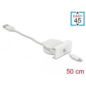   Delock Easy 45 modul USB 2.0 behúzhatós kábel A-típusú USB - 8 tűs Lightning anya fehér (DL-81331)