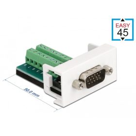  Delock Easy 45 modul VGA férfi 16 tűs csatlakozóblokkba 22,5 x 45 mm (DL-81347)