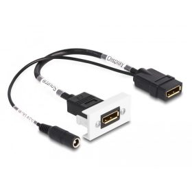   Delock Easy 45 DisplayPort 4K 60 Hz modul DC töltéssel 2,1 x 5,5 mm és rövid kábel, 22,5 x 45 mm (DL-81385)