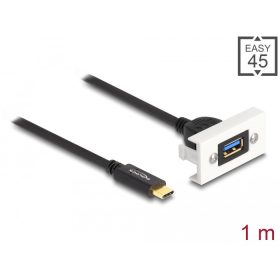   Delock Easy 45 modul SuperSpeed USB 10 Gbps (USB 3.2 Gen 2) A-típusú USB anya - USB Type-C  apa rövid kábellel, 22,5 x 45 mm (DL-81388)