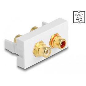   Delock Easy 45 modul 2 x RCA anya port, piros / fehér gyűrű 22,5 x 45 mm (DL-81396)
