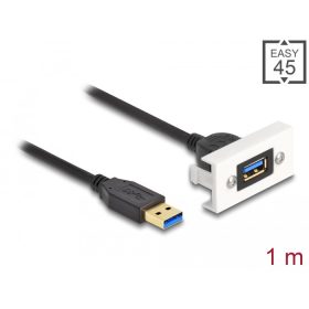   Delock Easy 45 modul SuperSpeed USB (USB 3.2 Gen 1) A-típusú USB anya A-típusú USB apa rövid kábellel, 22,5 x 45 mm (DL-81399)
