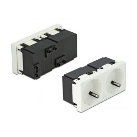   Delock 45 x 45 mm méretű, 2 modulos 45  elrendezésű Easy 45 földelt hálózati csatlakozóaljzat (DL-81423)