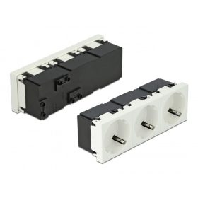   Delock 45 x 45 mm méretű, 3 modulos 45  elrendezésű Easy 45 földelt hálózati csatlakozóaljzat (DL-81424)
