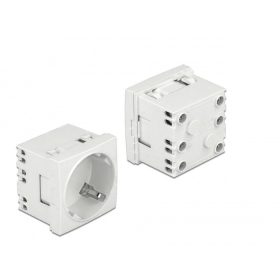   Delock 45 x 45 mm méretű, bővíthető, 45  elrendezésű Easy 45 földelt hálózati csatlakozóaljzat (DL-81425)