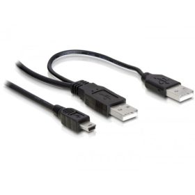   Delock kábel, 2db USB-A 2.0 apa - USB mini 5 tűs (DL-82447)